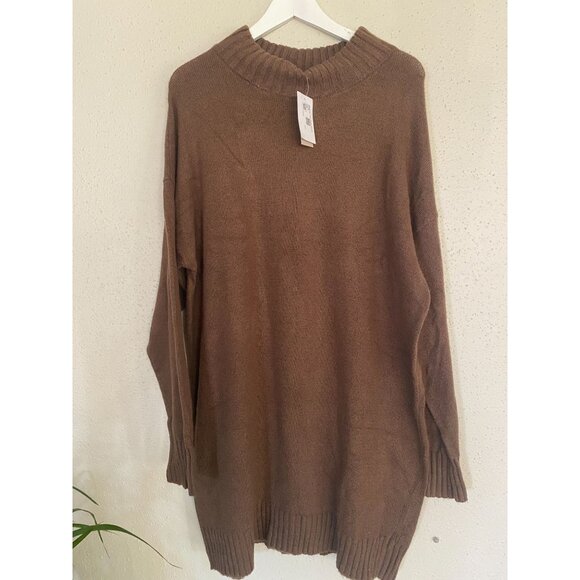 NWT BP,  Brown Knit Oversized Sweater Dress XL Nordstrom Soft Ribbed - Picture 2 of 7